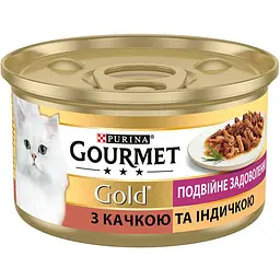 Вологий корм для котів Gourmet Gold Подвійне задоволення з качкою та індичкою 85 г