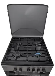 Плита комбінована Castle CPG-60B, Black/Grey, поворотні перемикачі, 4 газові конфорки, автопідпал інтегрований, решітка металева емальована, електрична духовка з подвійним склом, конвекція, підсвітка, два тени, металева кришка, 60x60x86.5см - мініатюра 4