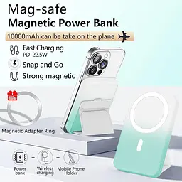 Портативний ЗП Power Bank JJT-A27-1 Gradient PD20W+QC 22.5W з БЗП 10000 mAh White / Green - мініатюра 7