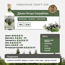 Джин HVOYA Carpathian 45% 0.5 л - мініатюра 5