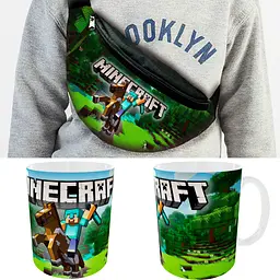 Набір: Сумка-бананка+ Кружка майнкрафт "Minecraft" дитяча з принтом (00129)