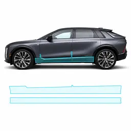 Антигравійна захисна бронеплівка за лекалами для Cadillac Lyriq EV 2022- нижня зона кузова пороги