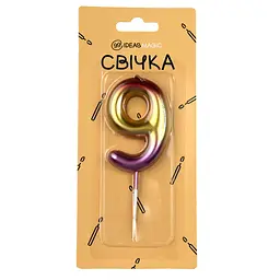 Свічка-цифра 9 блискуча 6 см