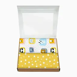 Пелюшки дитячі багаторазові Cosas Color Animals CS2 2 шт 80х100 см (Бязь_ЗвіріРамки_ЗорепадЖовтий) - мініатюра 2