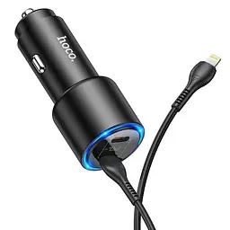 Адаптер автомобільний із кабелем HOCO NZ3 Type-C to Lightning Cable Clear way dual port car charger set 2Type-C - мініатюра 3