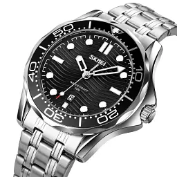Наручний годинник Skmei 9276 Silver Black steel strap, 9276SSIBK (18381) - мініатюра 2