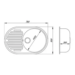 Кухонна мийка Lidz 780x500/200 BLA-03 (LIDZBLA03780500200), Чорний - мініатюра 2