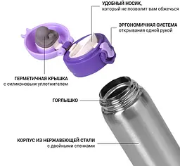 Термос Joranne Lilac із нержавіючої сталі Fissman 23хØ8 см kuh0006989 - мініатюра 2