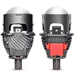 Автомобільні BI-LED лінзи D2.5" дюйми D65 мм Y5 55W / 65W Карбонова Подвійна призматична Лінза 6+1+1 2 шт.