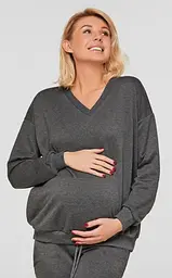 Світшот трикотажний для вагітних і мам-годувальниць oversize Liverpool розмір 2XL-3XL Lullababe Темно-сірий