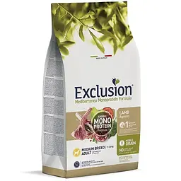 Сухий корм для дорослих собак середніх порід Exclusion Noble Grain Adult Lamb Medium Breed, з м’ясом ягняти, 3 кг - мініатюра 2
