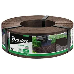 Бордюр газонний BRADAS пластик WOOD BORDER, 78мм х 2,8мм х 10м, коричневий, OBWBR1008