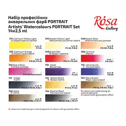 Набір акварельних фарб PORTRAIT металевий пенал Індіго 14кол. х 2.5 мл кювета Rosa Gallery - мініатюра 8
