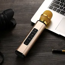 Бездротовий караоке-мікрофон Losso K6 Premium з вбудованим динаміком і Bluetooth Gold (18960) - мініатюра 3
