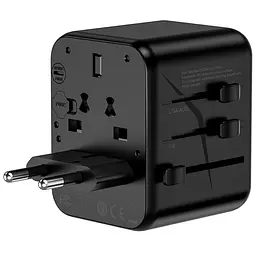 Мережевий універсальний перехідник UA012 Warrior 12W + 1USB-A/1C Black Wiwu teh0030552 - мініатюра 2