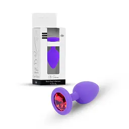Анальна пробка - Jewellery Silicone Purple Plug M Red - мініатюра 1