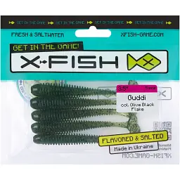 Силікон X-Fish Guddi 3.5" Olive Black Flake (5шт/уп) - мініатюра 2