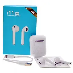 Бездротові блютуз навушники TWS i11 з боксом для заряджання White (au059-hbr) - мініатюра 5