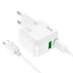Зарядное устройство Hoco C111A 2 порта USB A+C 30 W с кабелем type-C - миниатюра 6