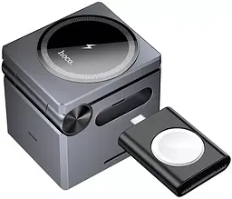 Безпровідний зарядний пристрій Hoco CQ8 folding 3-in-1 magnetic wireless fast charger сірий - мініатюра 2