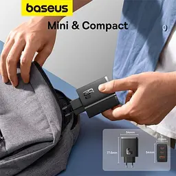 Сітчасте зарядне пристрій Baseus Cube Pro Fast Charger 2C+U 65W чорний P10152301113-00 - мініатюра 4