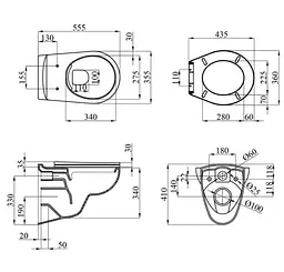 Унітаз підвісний безобідковий Kroner Oker WHI533536 RIMLESS з сидінням (KO533536WHIR) (CV033120) - мініатюра 12