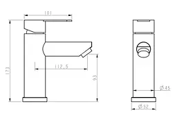 Змішувач для умивальника Brinex Pure 001F Graphite BRIPUR001FGRP - мініатюра 5
