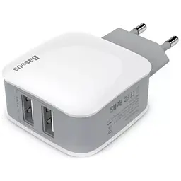 Мережевий зарядний пристрій Baseus Letour 2USB + Red Cable USB to Lightning/XiaomicroUSB/Type-C 2.4A TZCL-D92 White-Silver - мініатюра 7