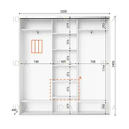 Шафа-купе Idea серія 2 220 x 45 x 240 см Білий Дзеркало - мініатюра 2