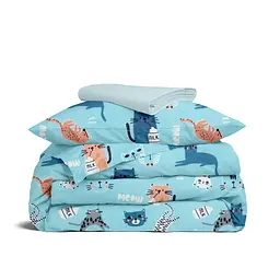 Дитяча постільна білизна в ліжечко CATS CS24, бірюзовий (CatsMilkSky_58LightBlue_140)