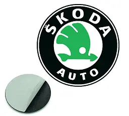 Наклейка з логотипом Skoda №2 для автоключів d=15 мм Пластикова об'ємна (Завод)