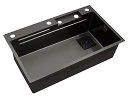 Кухонна мийка Kroner KRP Schwarze - SET7545HM PVD (3.0/0.8 мм) (CV033382) - мініатюра 11