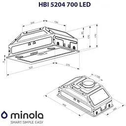 Витяжка вбудована Minola HBI 5204 GR 700 LED - мініатюра 9