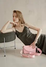 Жіноча шкіряна сумка Molly рожева - мініатюра 2