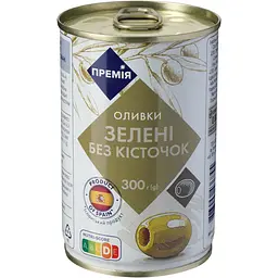 Оливки Премія зелені без кісточок 300 г