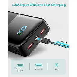 Портативний зарядний пристрій надвисока ємність 36000 mAh 20 Вт швидка зарядка USB C вхід/вихід - мініатюра 4
