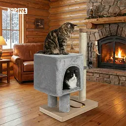 Happet Кігтеточка-будинок для котів, світло-сіра, 64x39x30 см (CT17) - мініатюра 7