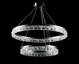 Люстра стельова LED Splendid Ray L133/600+400/2, 50W, чорний та хром, сучасний стиль, регулювання висоти - мініатюра 2