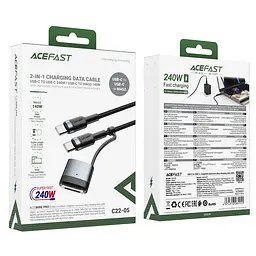 Кабель ACEFAST C22-05 USB-C to USB-C / magnetic aluminum alloy charging data cable чорний - мініатюра 2