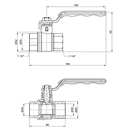 Кран кульовий Thermo Alliance Standart 1 1/4" ВЗ прямий, PN40, важіль SD605NW32PN40 - мініатюра 3