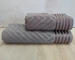Набір турецьких махрових рушників 50х90+70х140 Gulcan Jacquard Cotton Lux Yeni Cizgili Brown