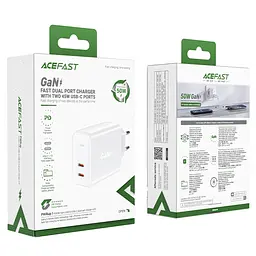 Мережевий зарядний пристрій Acefast A29 2 Type-C QC PD 50W білий - мініатюра 4