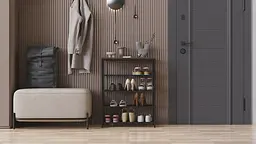 Полиця для взуття Слайм 4 Ferrum-decor 820x630x260 Чорний метал ДСП Дуб Сонома Трюфель 16 мм (FRD-105163) - мініатюра 9
