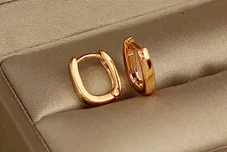 Сережки Xuping Jewelry тонкий овал 1 см золотисті