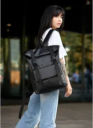 Жіночий рюкзак Sambag RollTop Milton чорний 41 x 30 x 16 см (24251001) - мініатюра 5