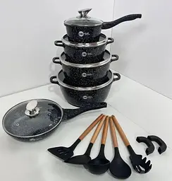 Набір посуду Higher Kitchen HK-305 17 предметів з кришками з гранітним покриттям каструлі, ківш, сковорода - мініатюра 3