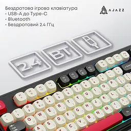 Клавіатура Ajazz AF98 Plus Wireless/Bluetooth/USB UA Black/White/Red (AF98-PLUS-BSR) - мініатюра 7