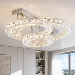 Стельова світлодіодна люстра Splendid Ray L51007/60+40+30XD/3 LED з трьома кришталевими кільцями, пультом, димером, 75 см - мініатюра 2