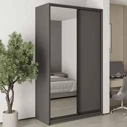 Шафа-купе дводверна MebelStar Стандарт BG ДСП/Дзеркало 140x60x240 см Антрацит (MBS-10205)