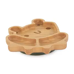 Дитяча бамбукова секційна тарілка Miniland Wooden Plate Frog, на присосці, коричневий із зеленим - мініатюра 2